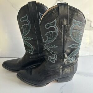 Vaquero Men's Black Lizard Cowboy Boots –‎ Pointed Toe Western Size 10